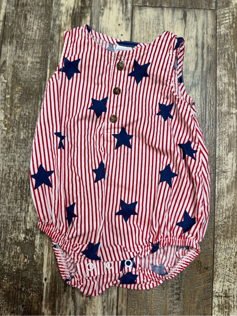 Carter's Red & Navy Star-Print Striped Romper